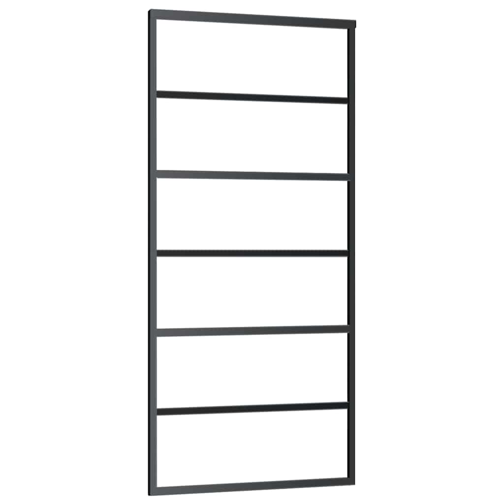 vidaXL Drzwi przesuwne z osprzętem, 90x205 cm, szkło ESG i aluminium