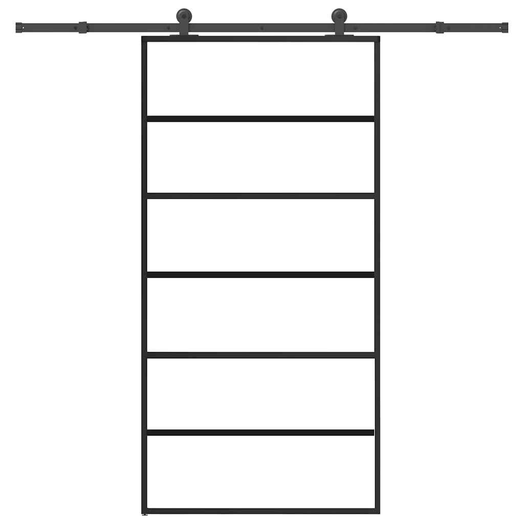 vidaXL Drzwi przesuwne z osprzętem, 102x205 cm, szkło ESG i aluminium