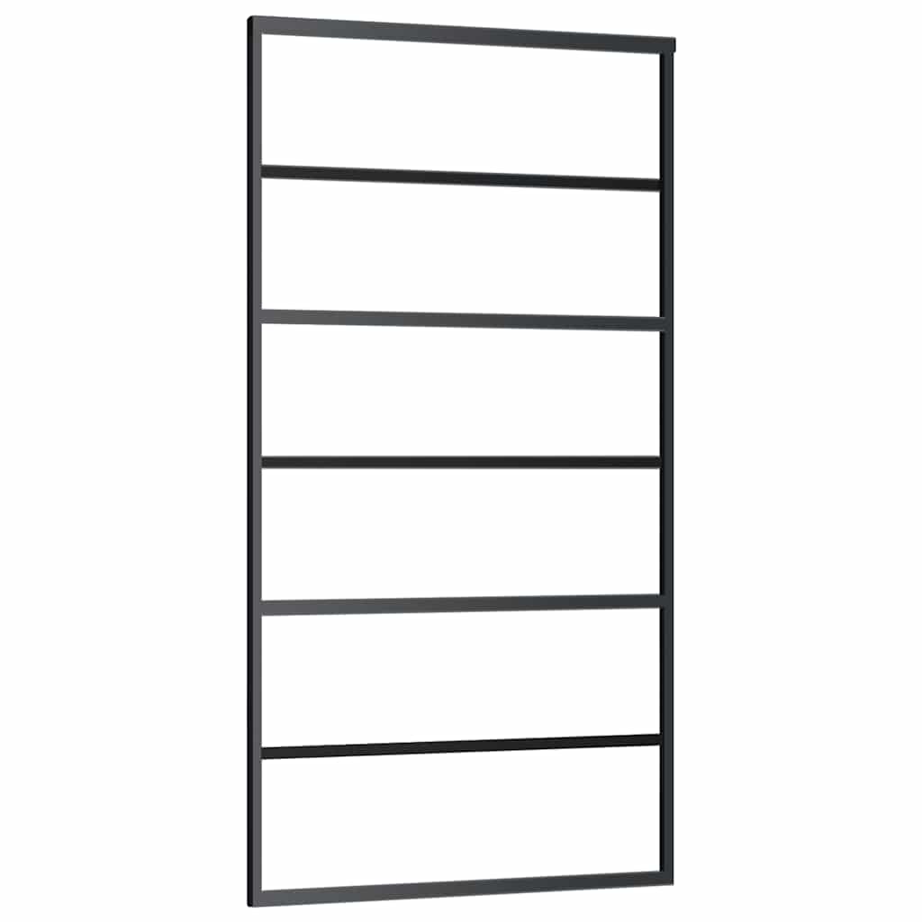 vidaXL Drzwi przesuwne z osprzętem, 102x205 cm, szkło ESG i aluminium