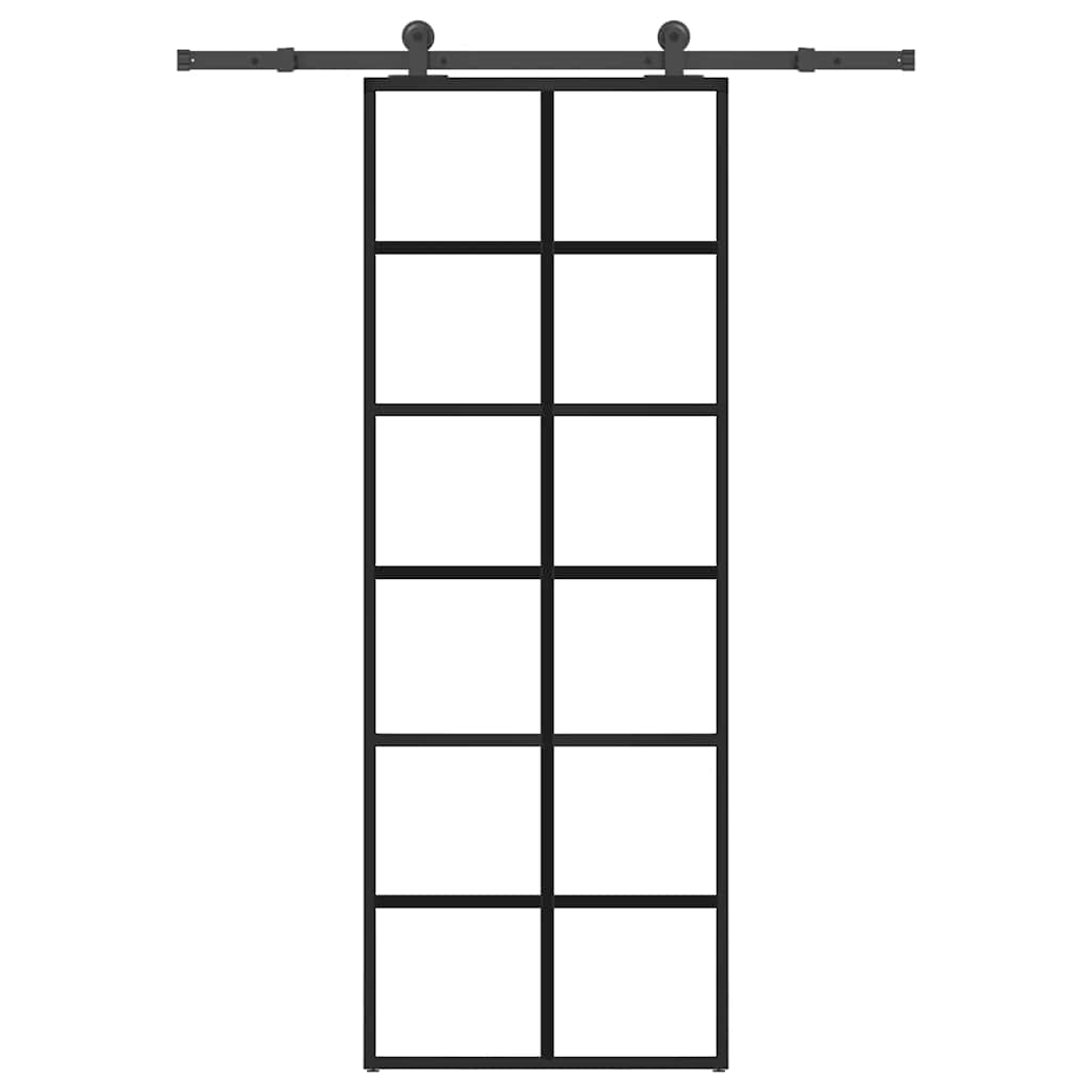 vidaXL Drzwi przesuwne z osprzętem, szkło ESG i aluminium, 76x205 cm