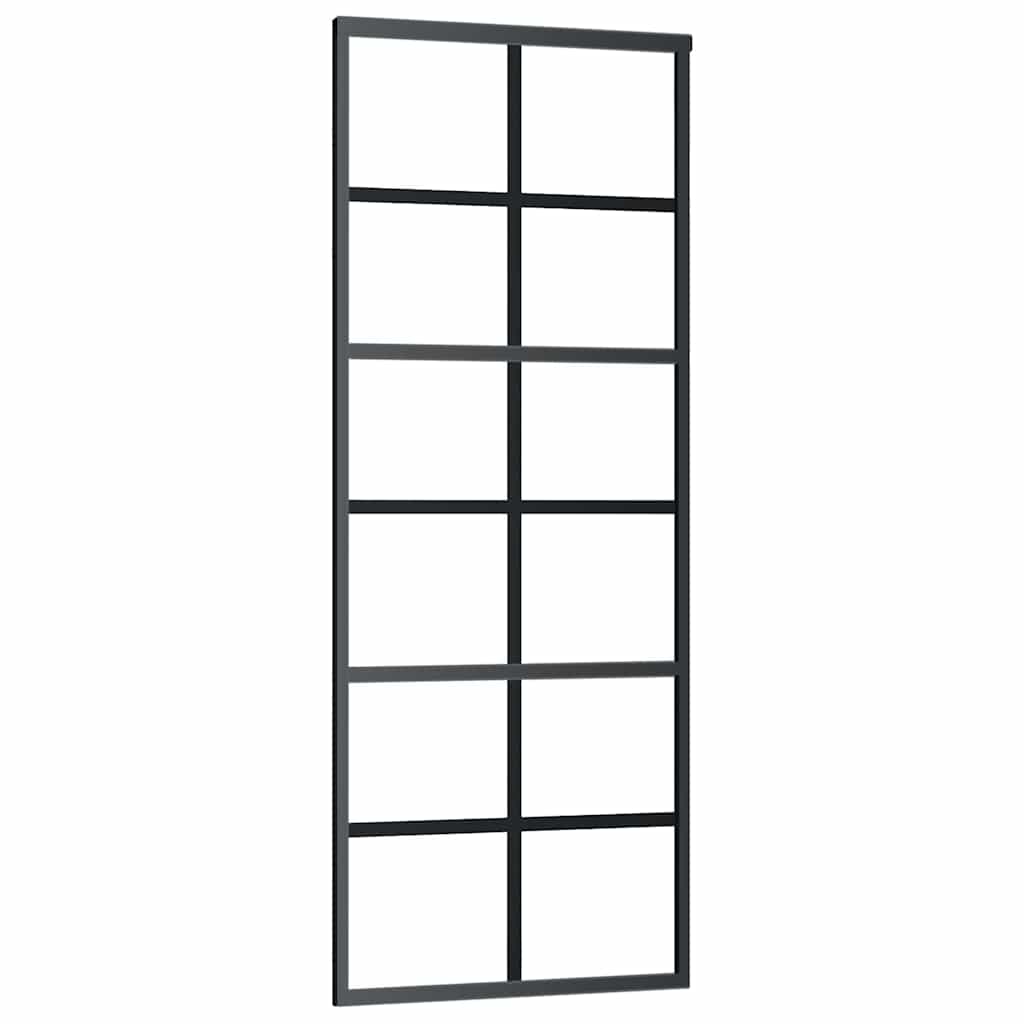 vidaXL Drzwi przesuwne z osprzętem, szkło ESG i aluminium, 76x205 cm