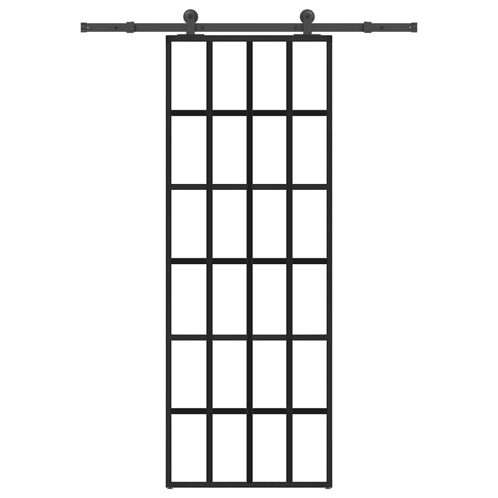 vidaXL Drzwi przesuwne z osprzętem, szkło ESG i aluminium, 76x205 cm