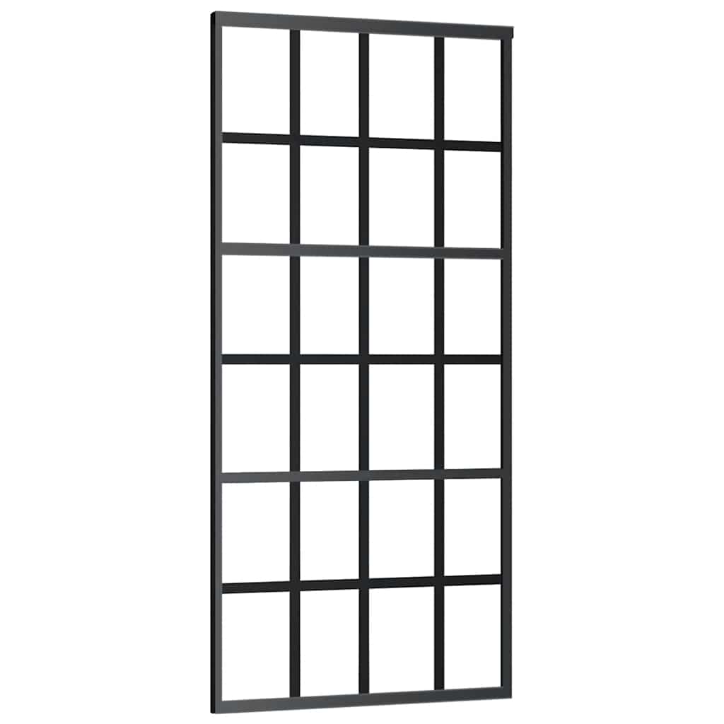 vidaXL Drzwi przesuwne z osprzętem, 90x205 cm, szkło ESG i aluminium