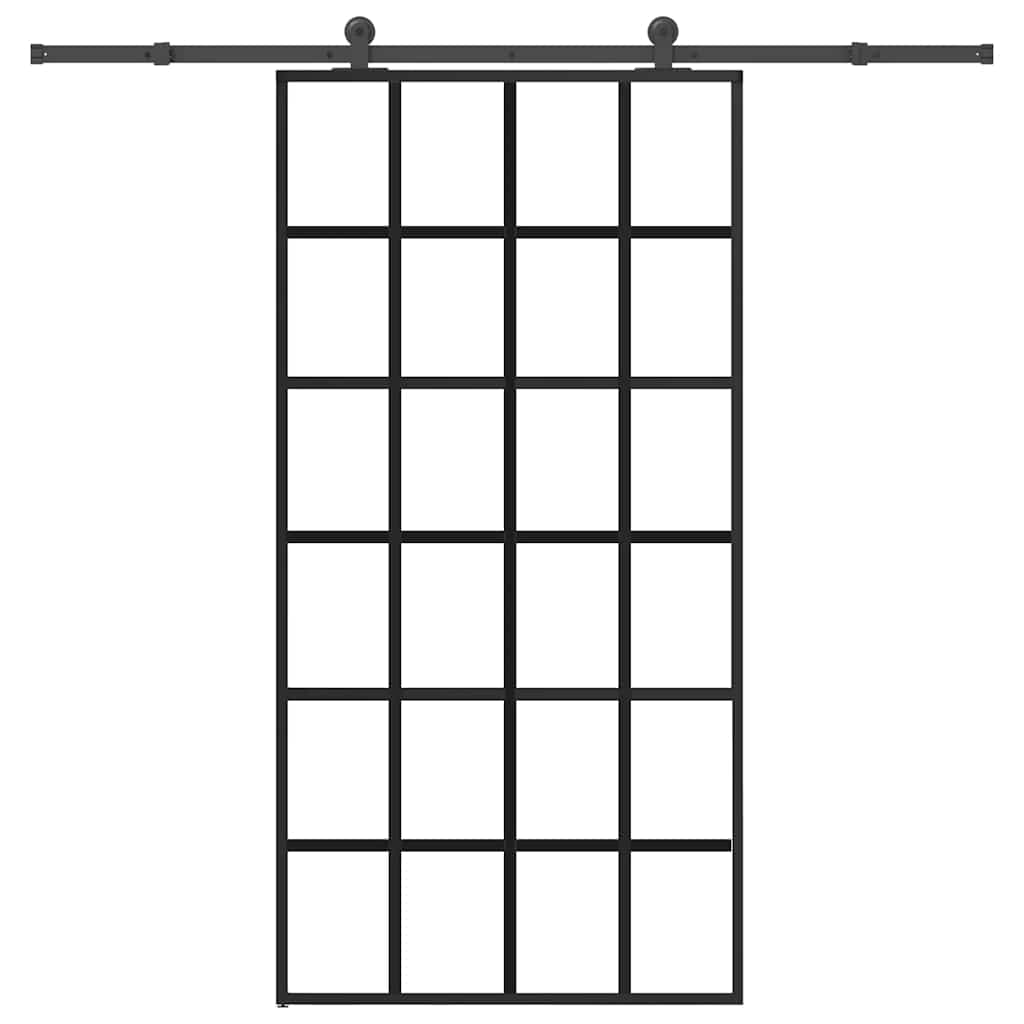 vidaXL Drzwi przesuwne z osprzętem, 102x205 cm, szkło ESG i aluminium