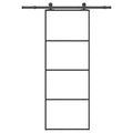 vidaXL Drzwi przesuwne z osprzętem, szkło ESG i aluminium, 76x205 cm