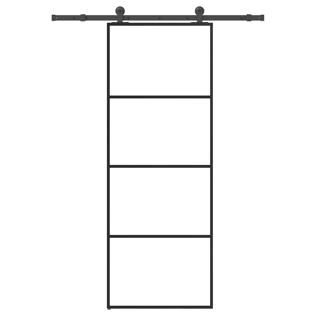vidaXL Drzwi przesuwne z osprzętem, szkło ESG i aluminium, 76x205 cm