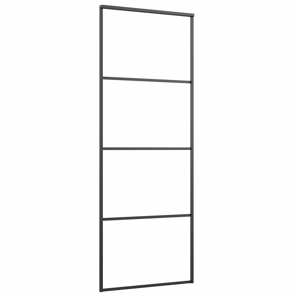 vidaXL Drzwi przesuwne z osprzętem, szkło ESG i aluminium, 76x205 cm