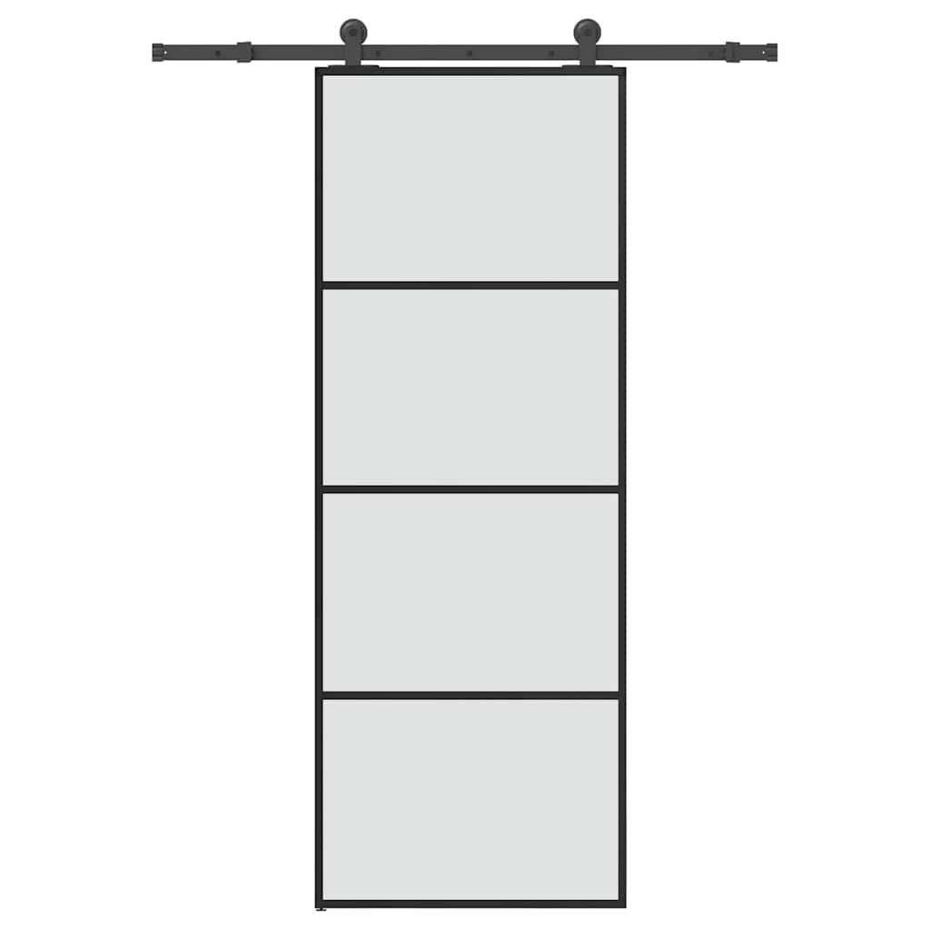 vidaXL Drzwi przesuwne z osprzętem, szkło ESG i aluminium, 76x205 cm