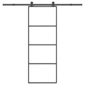 vidaXL Drzwi przesuwne z osprzętem, szkło ESG i aluminium, 76x205 cm