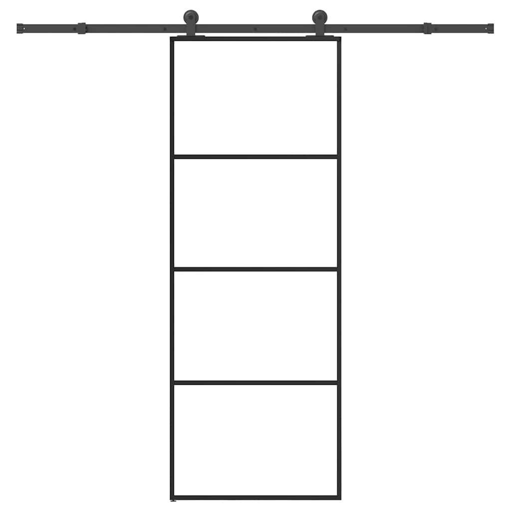 vidaXL Drzwi przesuwne z osprzętem, szkło ESG i aluminium, 76x205 cm