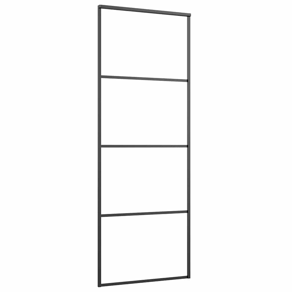 vidaXL Drzwi przesuwne z osprzętem, szkło ESG i aluminium, 76x205 cm