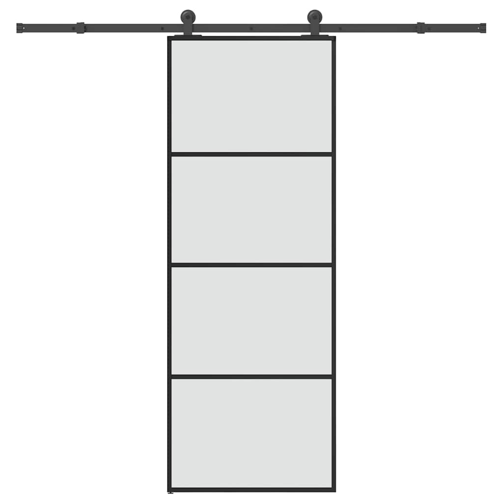 vidaXL Drzwi przesuwne z osprzętem, szkło ESG i aluminium, 76x205 cm