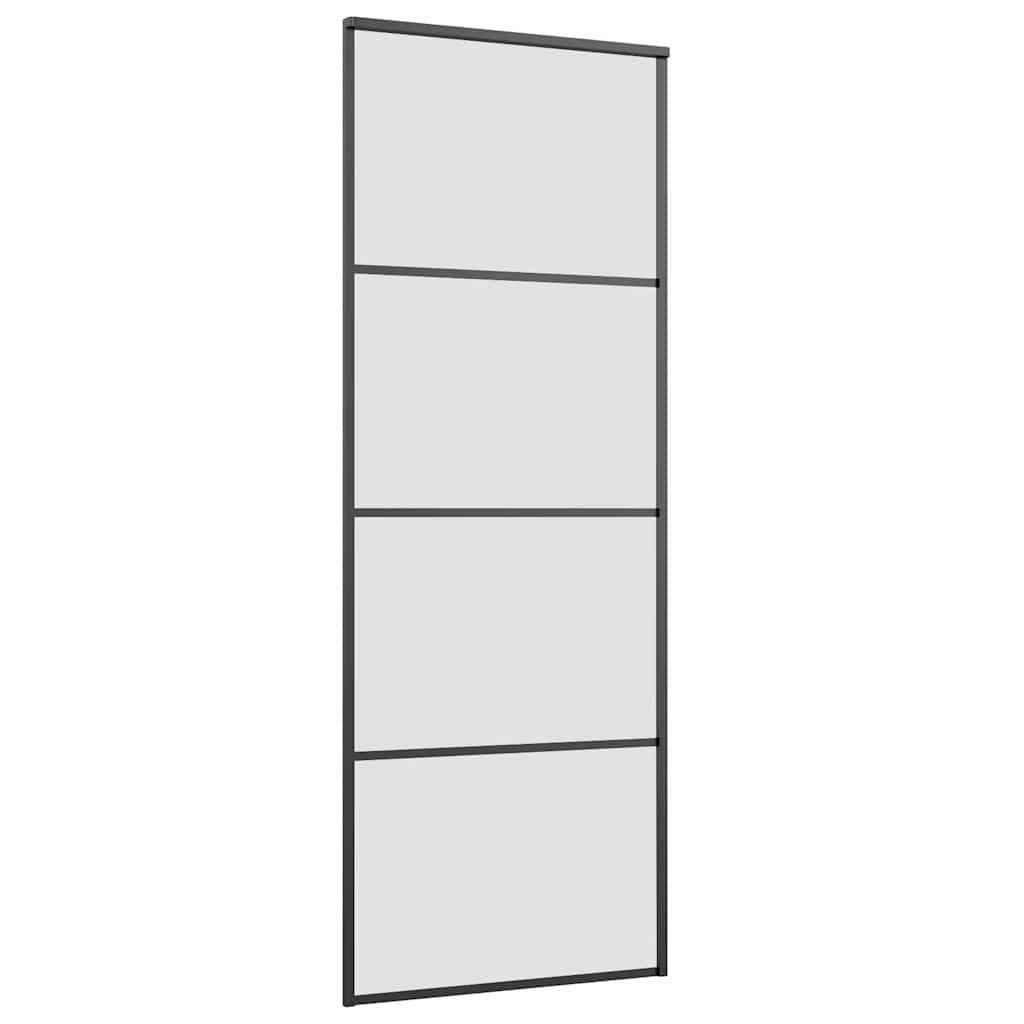 vidaXL Drzwi przesuwne z osprzętem, szkło ESG i aluminium, 76x205 cm