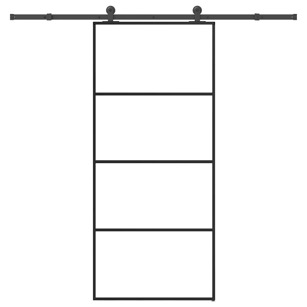 vidaXL Drzwi przesuwne z osprzętem, 90x205 cm, szkło ESG i aluminium