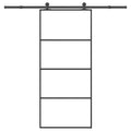 vidaXL Drzwi przesuwne z osprzętem, 90x205 cm, szkło ESG i aluminium
