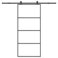 vidaXL Drzwi przesuwne z osprzętem, 90x205 cm, szkło ESG i aluminium