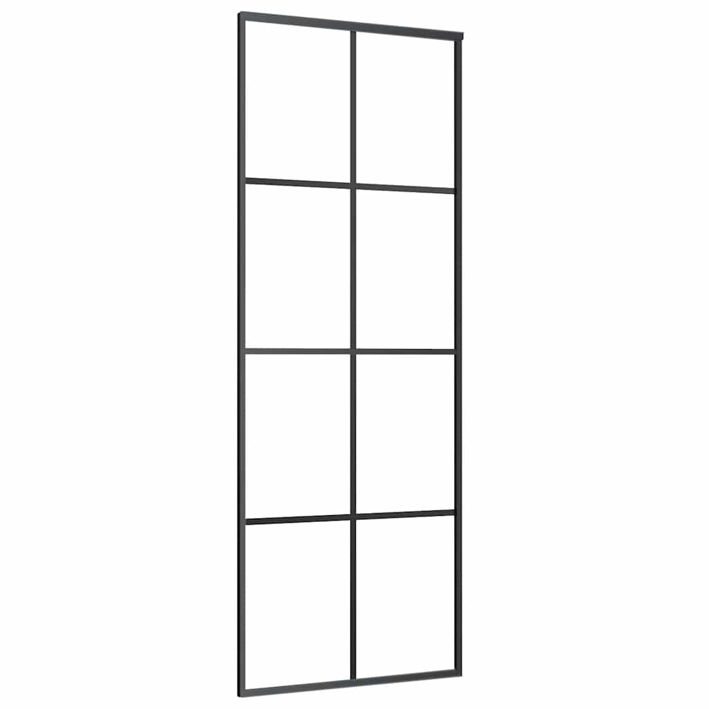 vidaXL Drzwi przesuwne z osprzętem, szkło ESG i aluminium, 76x205 cm