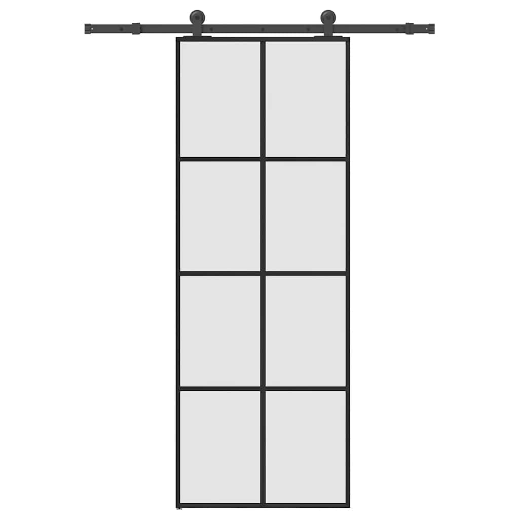 vidaXL Drzwi przesuwne z osprzętem, szkło ESG i aluminium, 76x205 cm