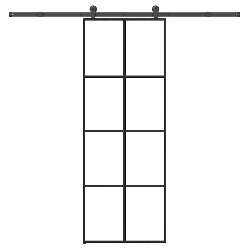 vidaXL Drzwi przesuwne z osprzętem, szkło ESG i aluminium, 76x205 cm