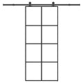 vidaXL Drzwi przesuwne z osprzętem, 90x205 cm, szkło ESG i aluminium