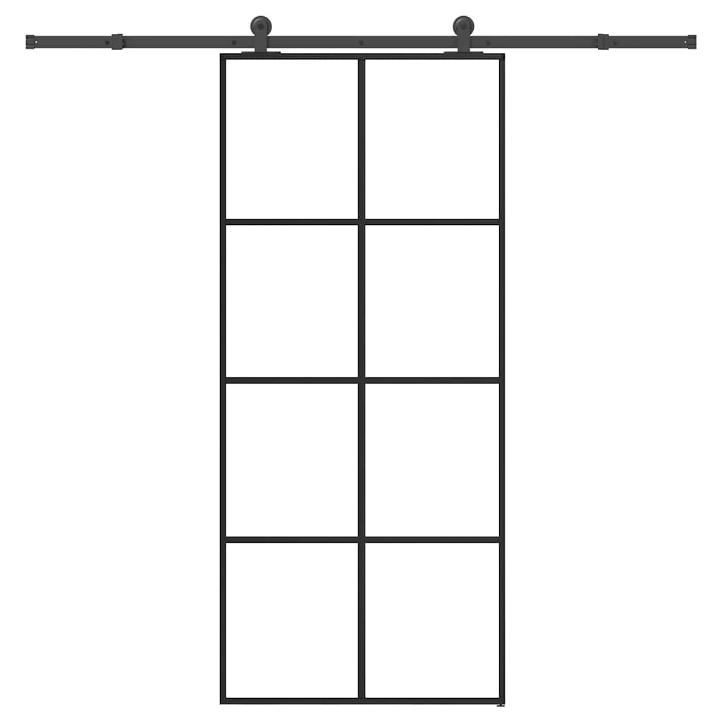 vidaXL Drzwi przesuwne z osprzętem, 90x205 cm, szkło ESG i aluminium
