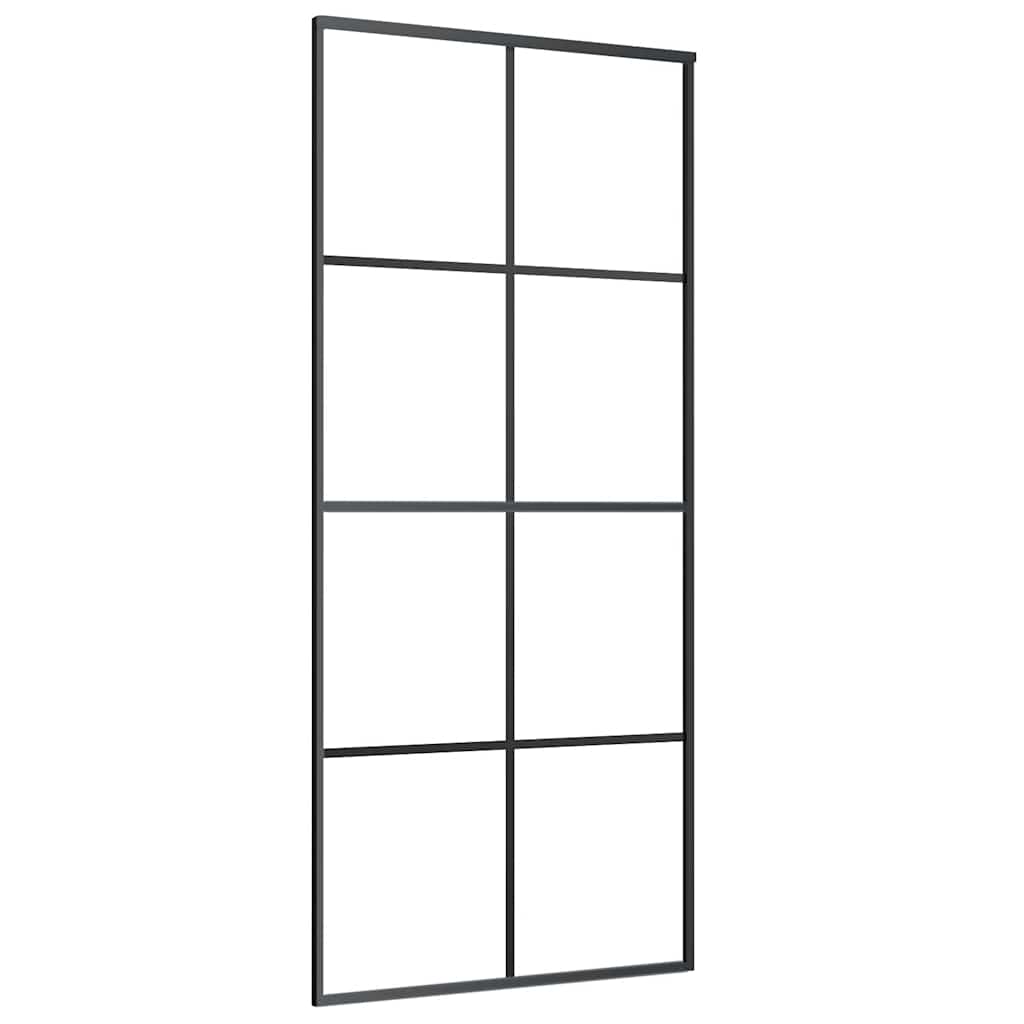 vidaXL Drzwi przesuwne z osprzętem, 90x205 cm, szkło ESG i aluminium