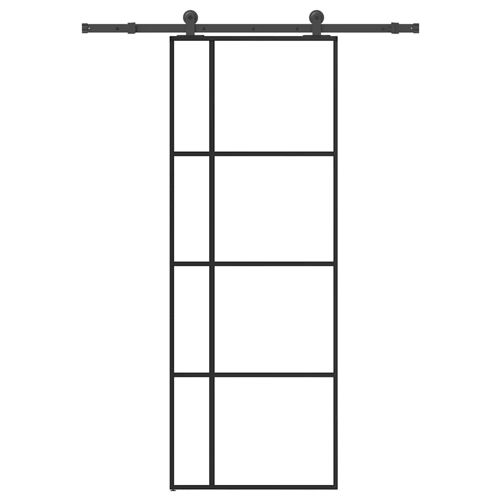 vidaXL Drzwi przesuwne z osprzętem, szkło ESG i aluminium, 76x205 cm