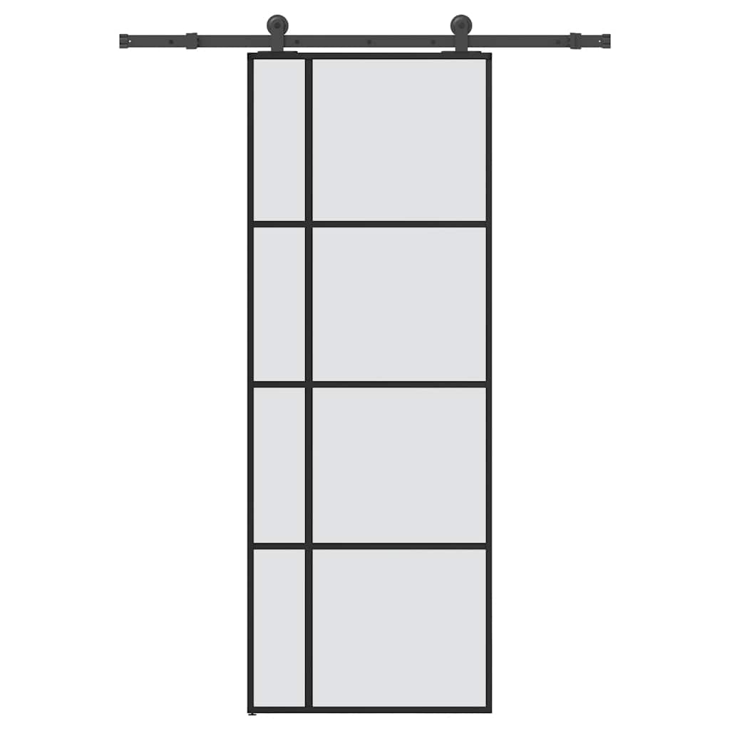 vidaXL Drzwi przesuwne z osprzętem, szkło ESG i aluminium, 76x205 cm