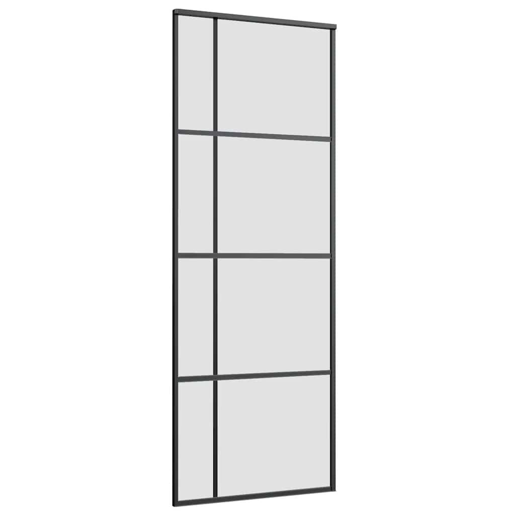 vidaXL Drzwi przesuwne z osprzętem, szkło ESG i aluminium, 76x205 cm