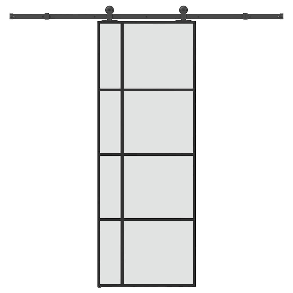 vidaXL Drzwi przesuwne z osprzętem, szkło ESG i aluminium, 76x205 cm