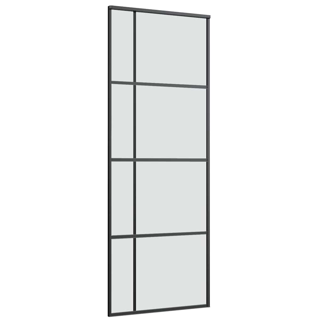 vidaXL Drzwi przesuwne z osprzętem, szkło ESG i aluminium, 76x205 cm