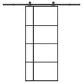 vidaXL Drzwi przesuwne z osprzętem, 90x205 cm, szkło ESG i aluminium