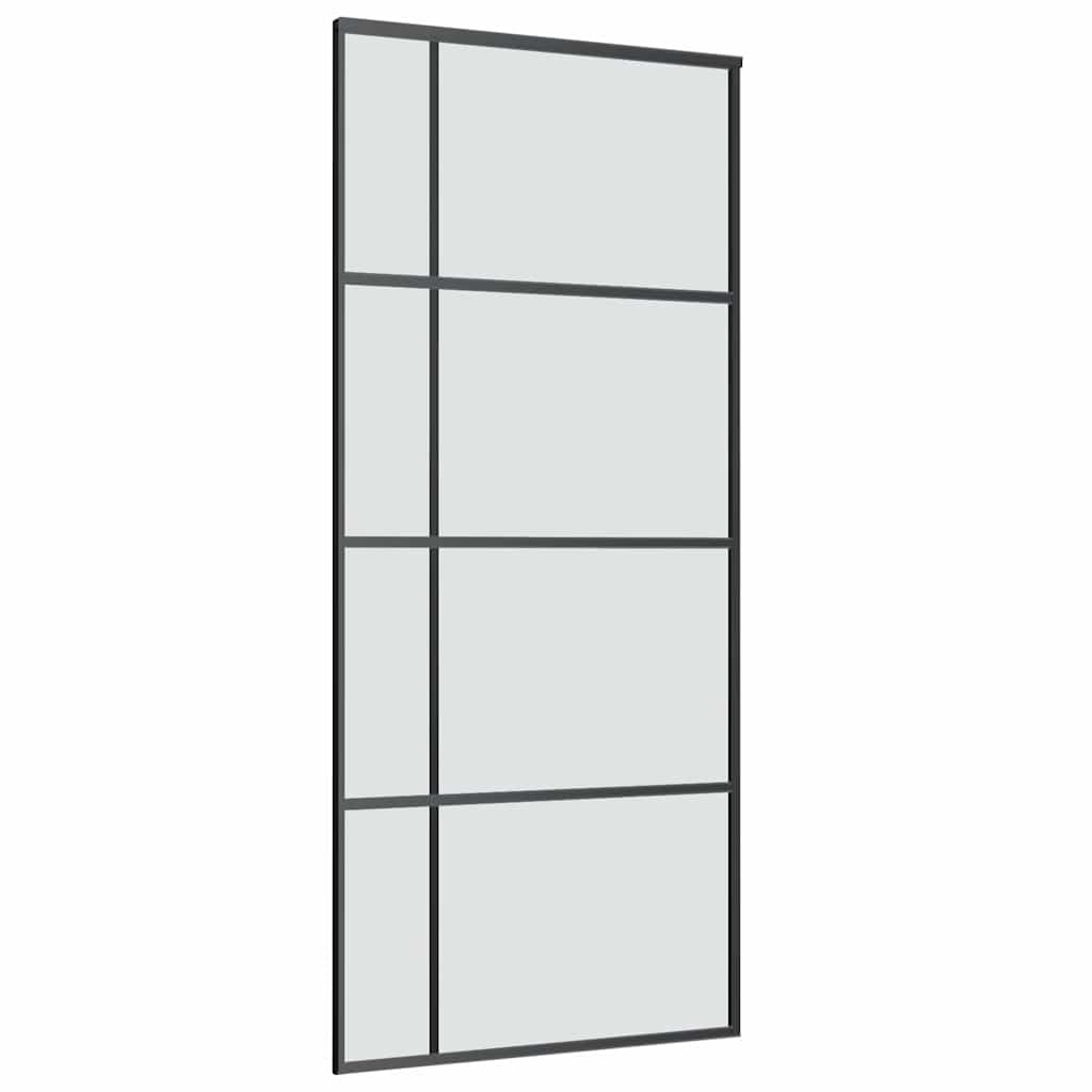 vidaXL Drzwi przesuwne z osprzętem, 90x205 cm, szkło ESG i aluminium