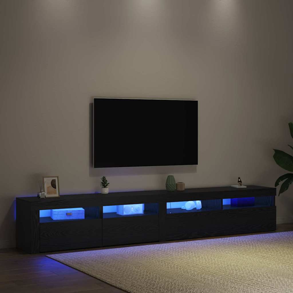vidaXL Szafka pod telewizor 2 pcs Czarny Dąb 240 x 35 x 40 cm