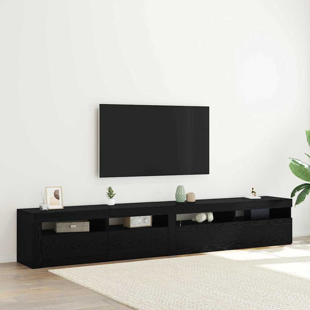vidaXL Szafka pod telewizor 2 pcs Czarny Dąb 240 x 35 x 40 cm
