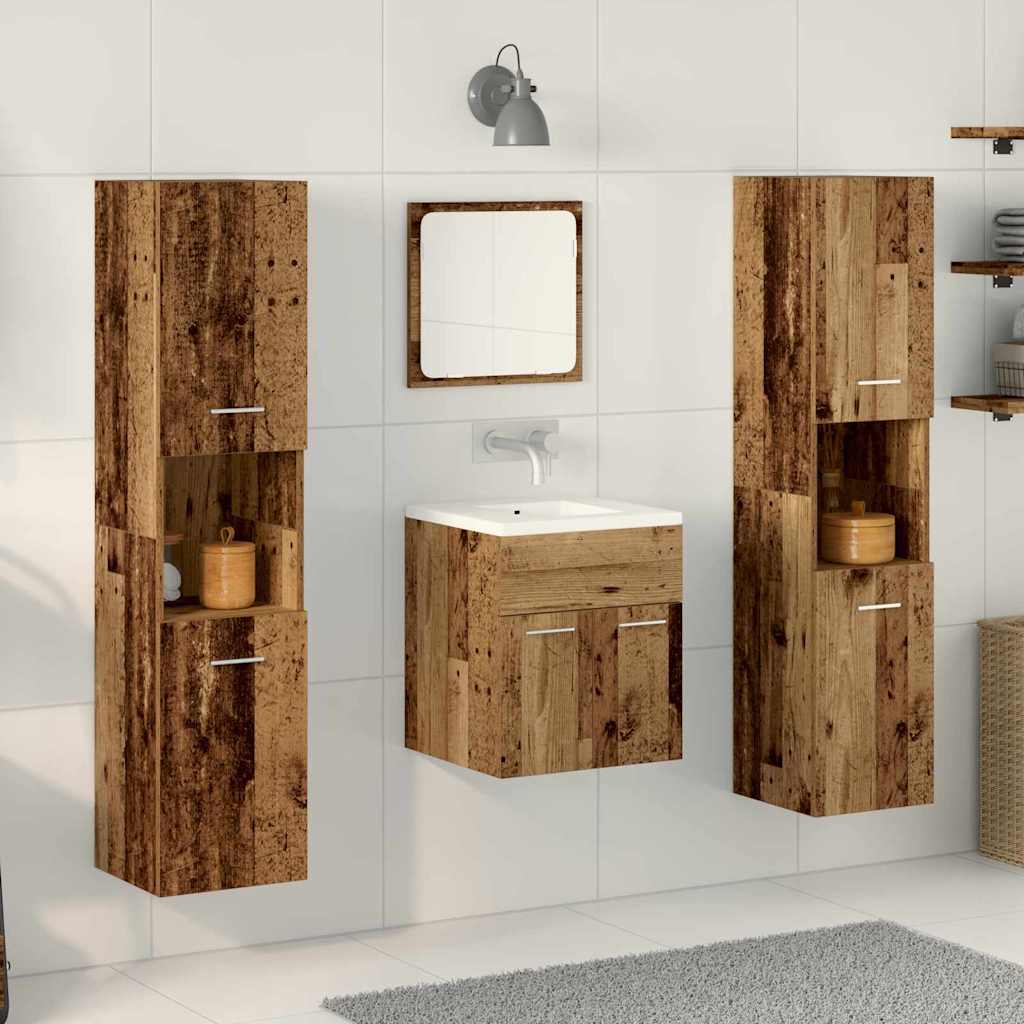 vidaXL Zestaw mebli łazienkowych z przechowywaniem 4 pcs Stare drewno