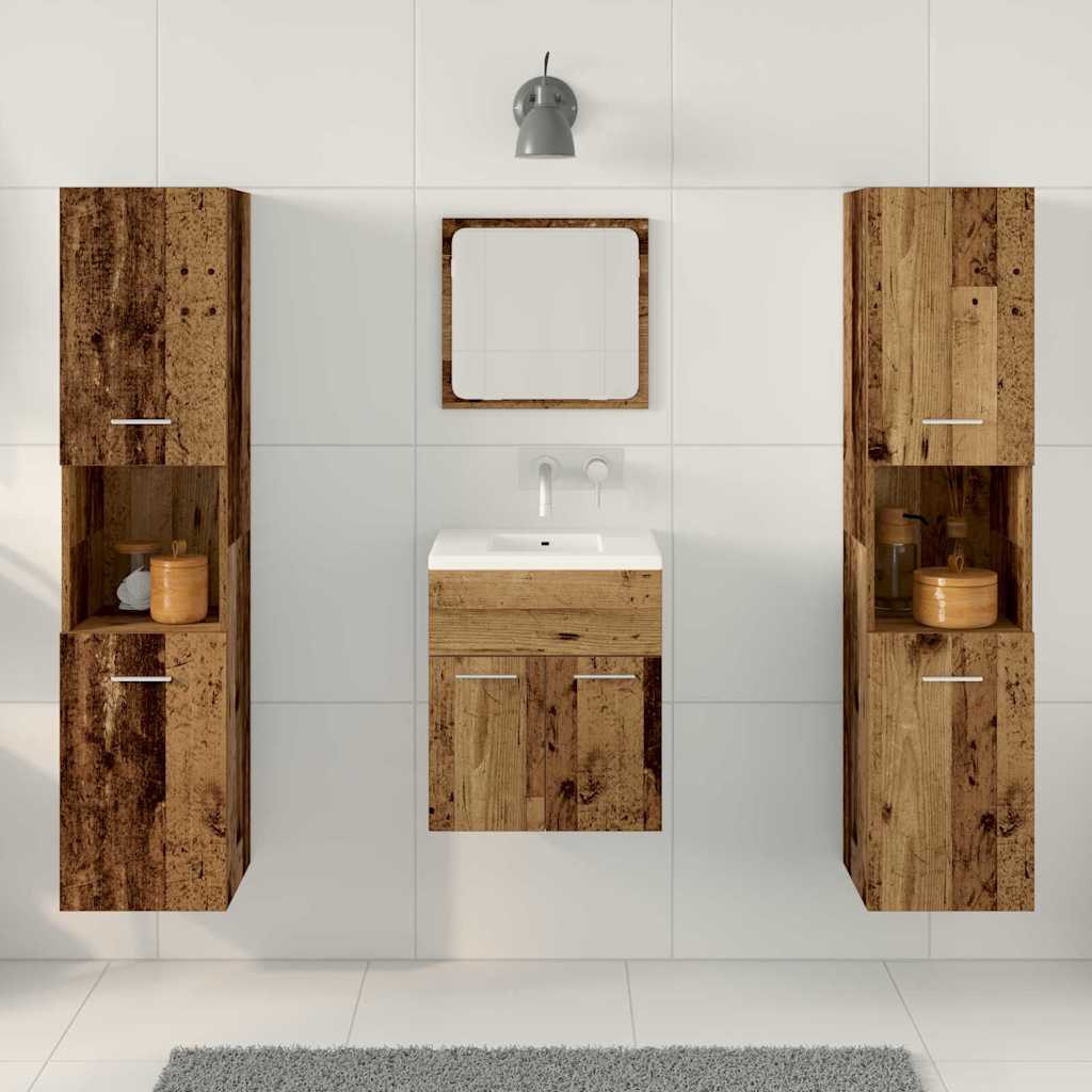 vidaXL Zestaw mebli łazienkowych z przechowywaniem 4 pcs Stare drewno
