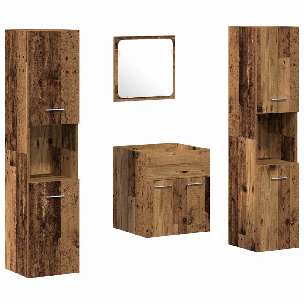 vidaXL Zestaw mebli łazienkowych z przechowywaniem 4 pcs Stare drewno