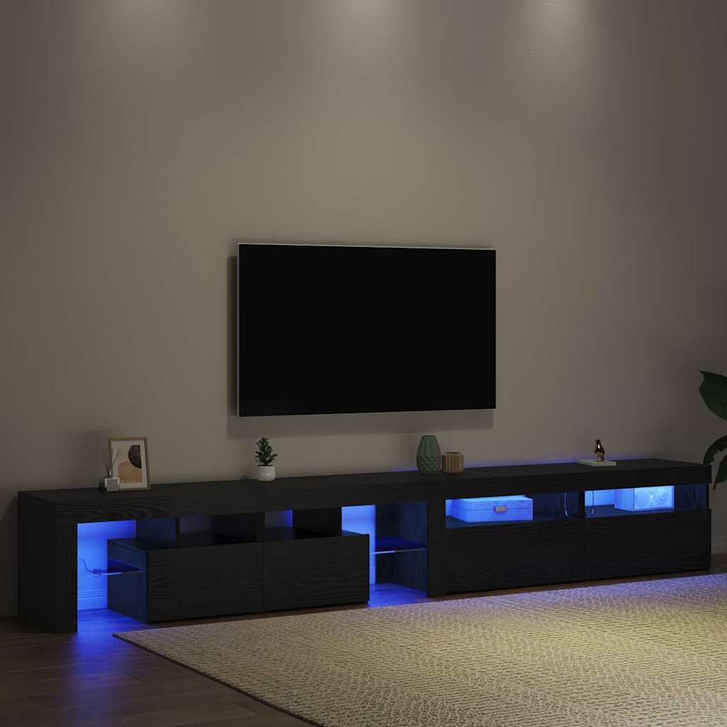 vidaXL Szafka pod telewizor z LED 3 pcs Czarny Dąb 260 x 37 x 40 cm