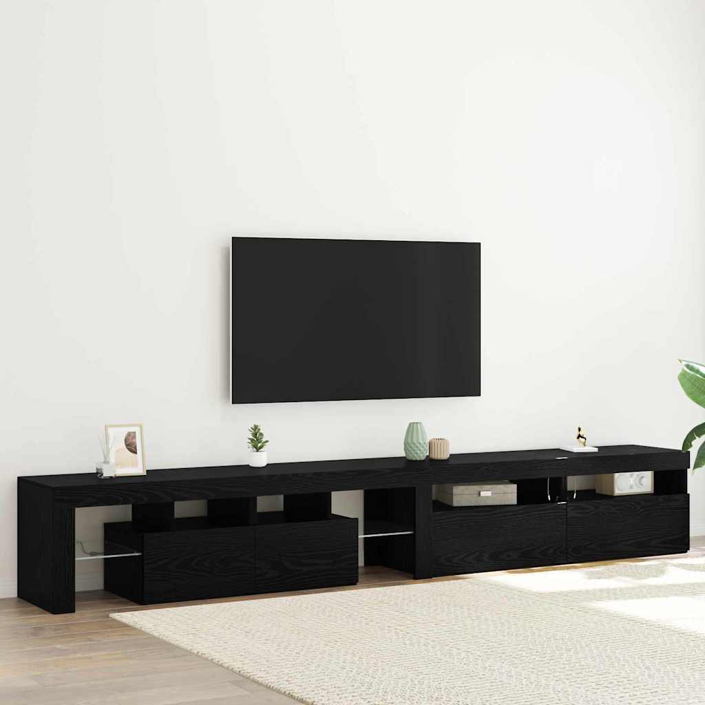 vidaXL Szafka pod telewizor z LED 3 pcs Czarny Dąb 260 x 37 x 40 cm