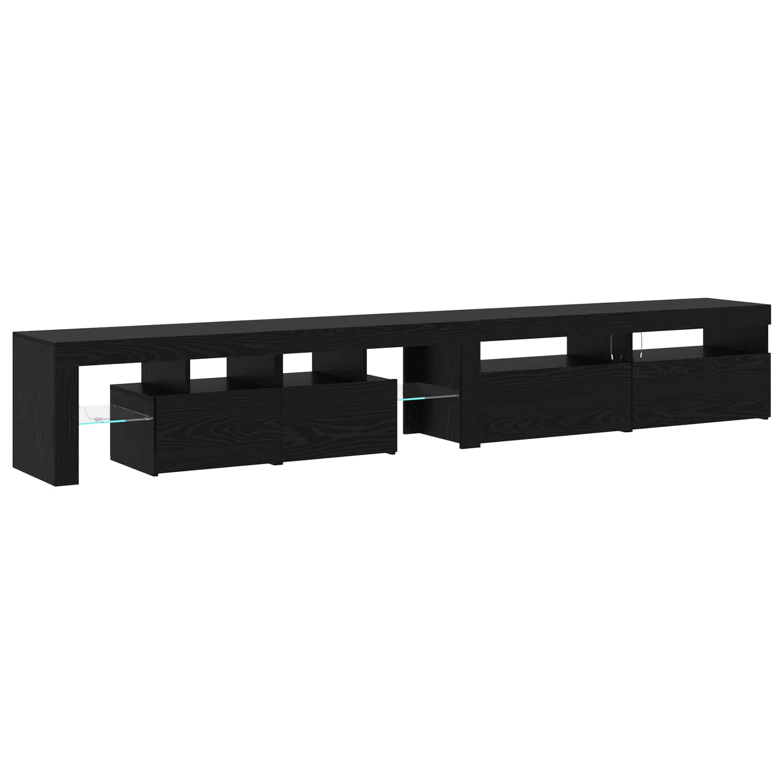 vidaXL Szafka pod telewizor z LED 3 pcs Czarny Dąb 260 x 37 x 40 cm