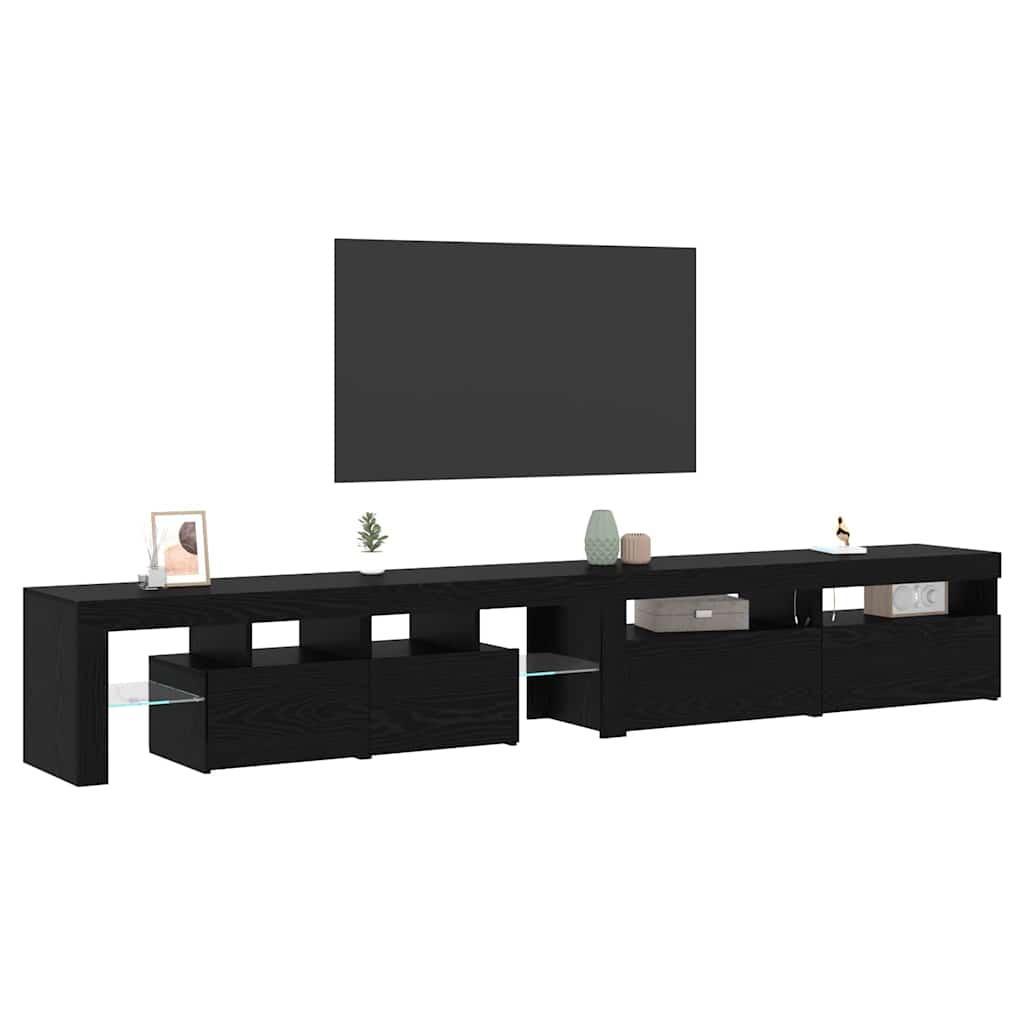 vidaXL Szafka pod telewizor z LED 3 pcs Czarny Dąb 260 x 37 x 40 cm