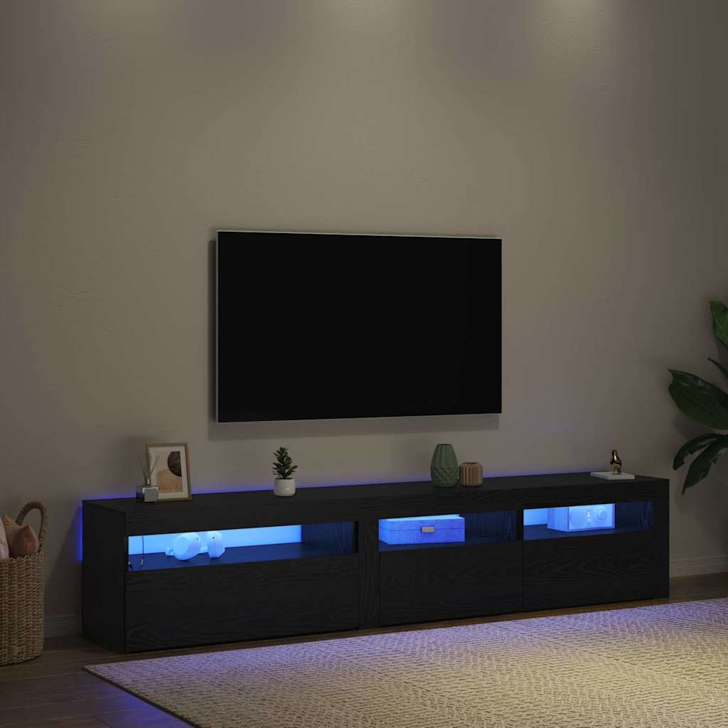 vidaXL Szafka pod telewizor 2 pcs Czarny Dąb 195 x 35 x 40 cm