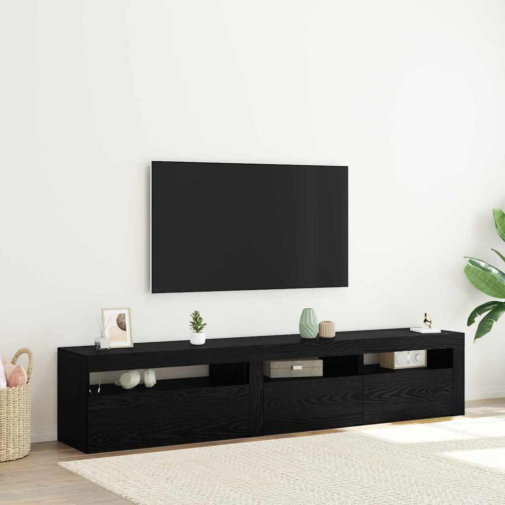 vidaXL Szafka pod telewizor 2 pcs Czarny Dąb 195 x 35 x 40 cm