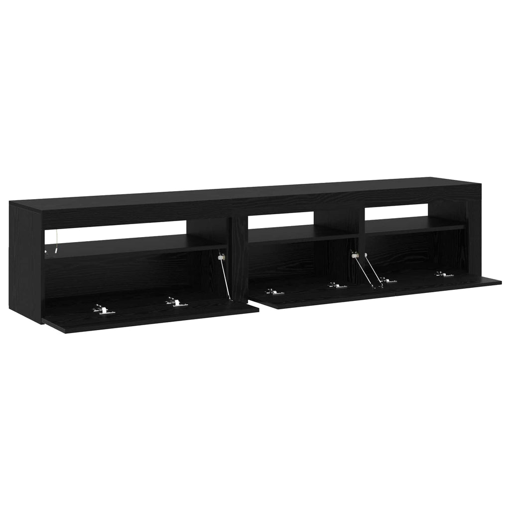 vidaXL Szafka pod telewizor 2 pcs Czarny Dąb 195 x 35 x 40 cm