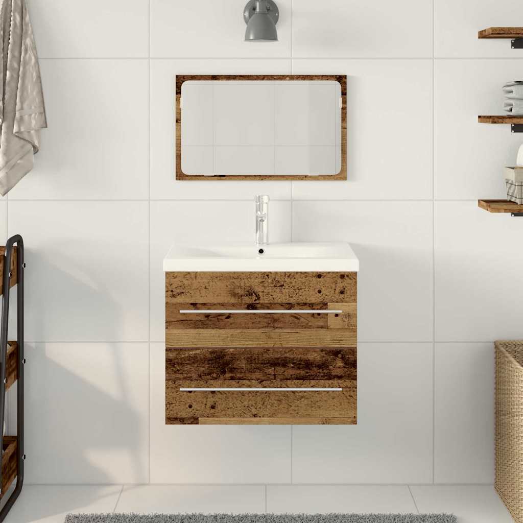 vidaXL Szafka pod umywalkę z szufladą 2 pcs Stare drewno