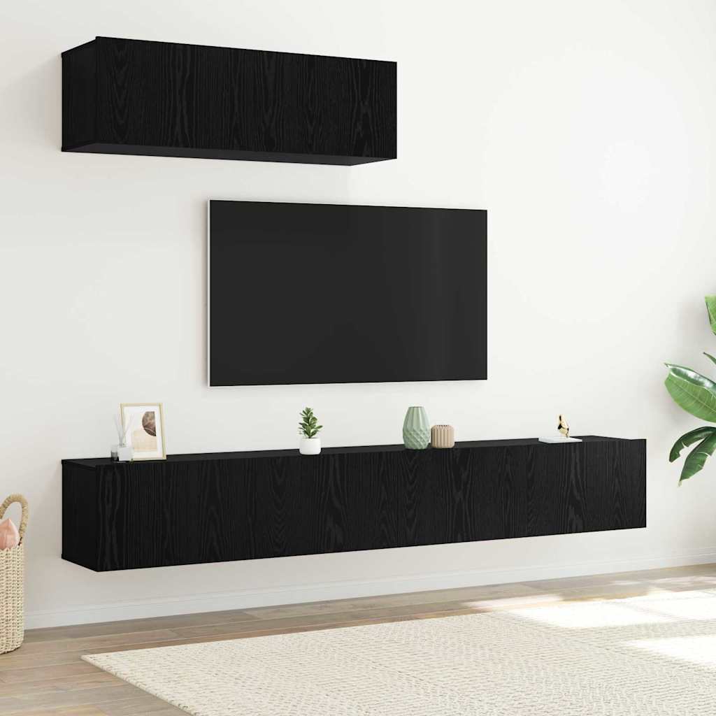 vidaXL Zestaw szafek RTV 3 pcs Czarny Dąb Materiał drewnopochodny