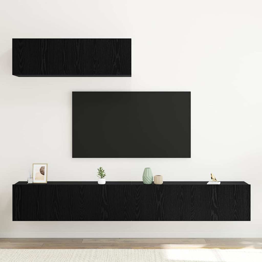 vidaXL Zestaw szafek RTV 3 pcs Czarny Dąb Materiał drewnopochodny
