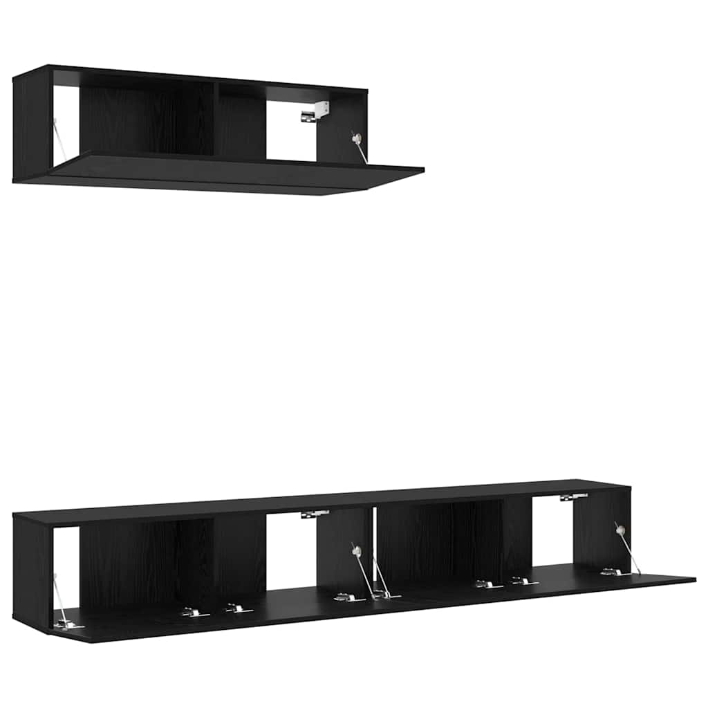 vidaXL Zestaw szafek RTV 3 pcs Czarny Dąb Materiał drewnopochodny