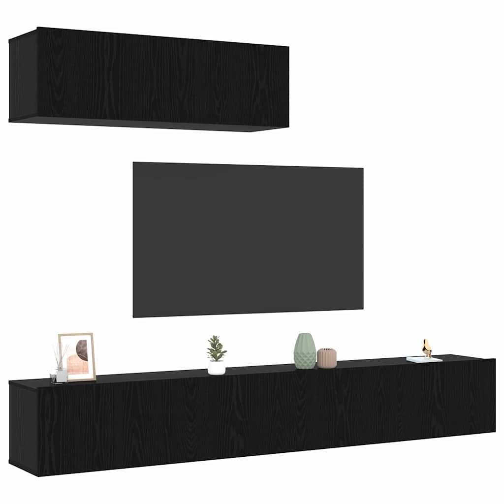 vidaXL Zestaw szafek RTV 3 pcs Czarny Dąb Materiał drewnopochodny